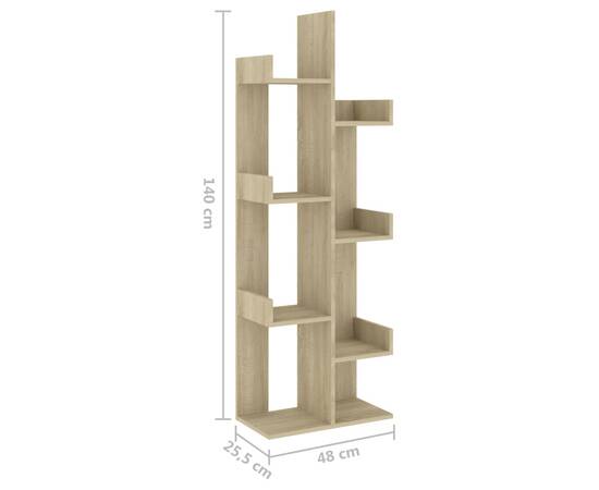 Bibliotecă, stejar sonoma, 48x25,5x140 cm, pal, 7 image