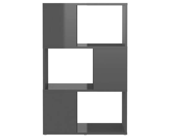Bibliotecă/separator cameră, gri extralucios, 60x24x94 cm pal, 5 image