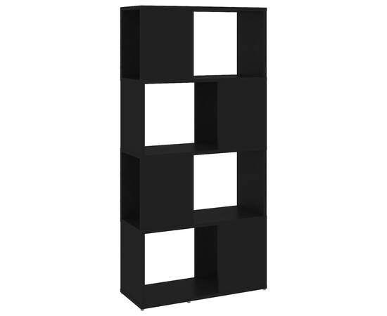 Bibliotecă/separator cameră, negru, 60x24x124,5 cm, pal, 2 image