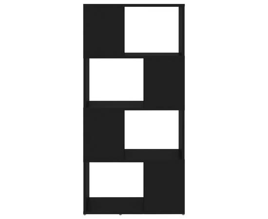 Bibliotecă/separator cameră, negru, 60x24x124,5 cm, pal, 5 image