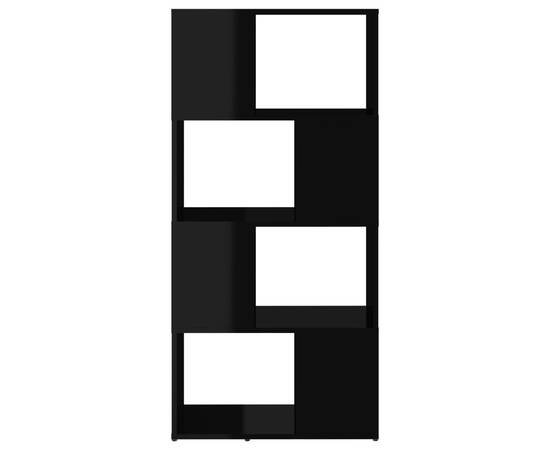 Bibliotecă/separator cameră, negru extralucios, 60x24x124,5 cm, 5 image