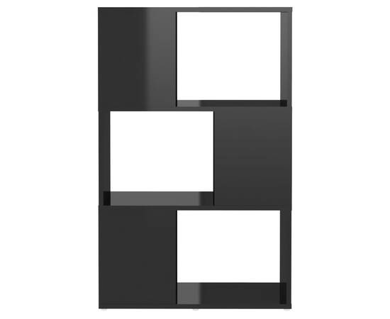 Bibliotecă/separator cameră, negru extralucios, 60x24x94 cm pal, 5 image