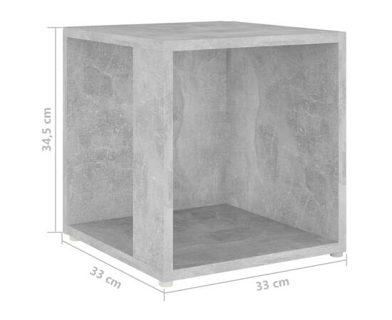 Masă laterală, gri beton, 33x33x34,5 cm, pal, 7 image