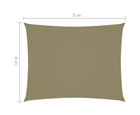 Pânză de parasolar, bej, 4x5 m, țesătură oxford, dreptunghiular, 6 image