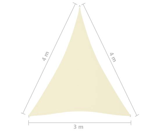 Pânză parasolar, crem, 3x4x4 m, țesătură oxford, triunghiular, 6 image