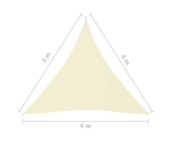 Pânză parasolar, crem, 4x4x4 m, țesătură oxford, triunghiular, 6 image