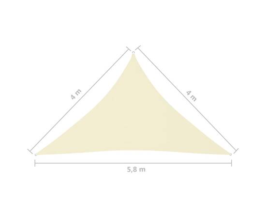 Pânză parasolar, crem, 4x4x5,8 m, țesătură oxford, triunghiular, 6 image