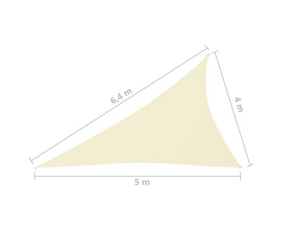Pânză parasolar, crem, 4x5x6,4 m, țesătură oxford, triunghiular, 6 image