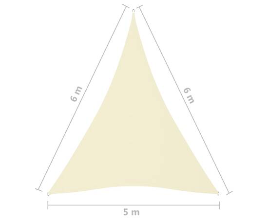 Pânză parasolar, crem, 5x6x6 m, țesătură oxford, triunghiular, 6 image