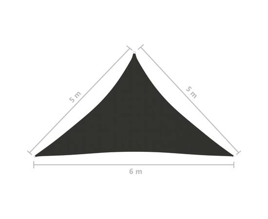 Parasolar, antracit, 5x5x6 m, țesătură oxford, triunghiular, 6 image