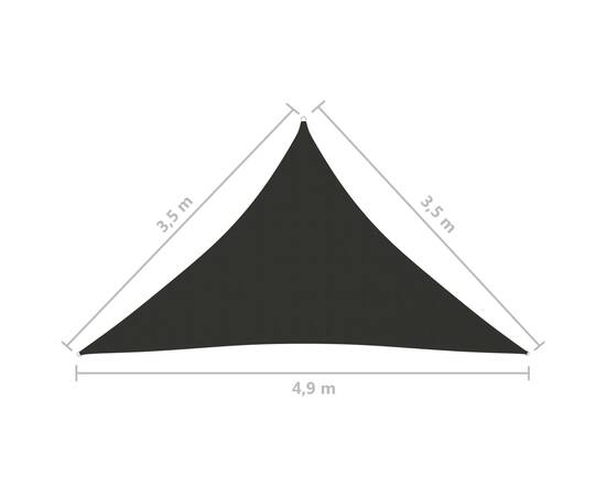 Parasolar, antracit 3,5x3,5x4,9 m țesătură oxford, triunghiular, 6 image