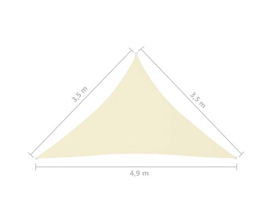 Parasolar, crem, 3,5x3,5x4,9 m, țesătură oxford, triunghiular, 6 image
