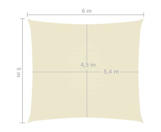 Parasolar, crem, 5x6 m, țesătură oxford, dreptunghiular, 6 image