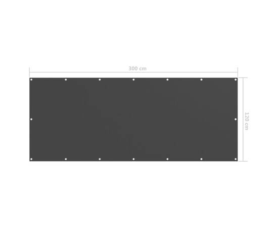 Paravan de balcon, negru, 120 x 300 cm, țesătură oxford, 5 image