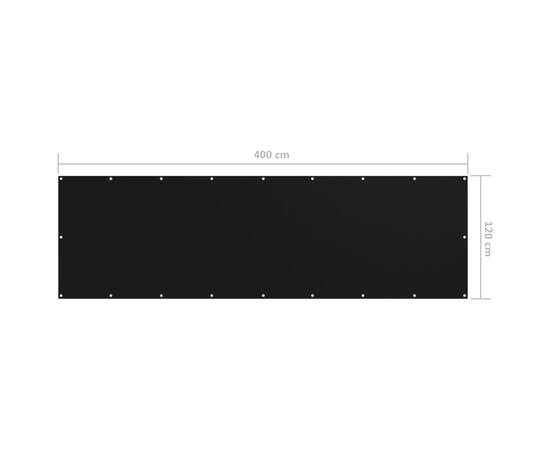 Paravan de balcon, negru, 120x400 cm, țesătură oxford, 5 image