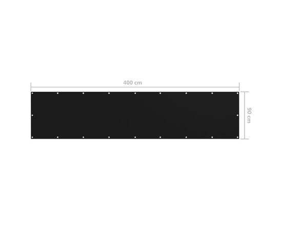 Paravan de balcon, negru, 90 x 400 cm, țesătură oxford, 5 image
