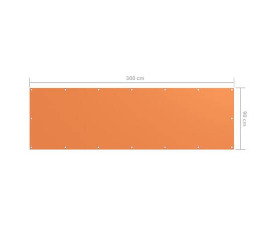 Paravan de balcon, portocaliu, 90 x 300 cm, țesătură oxford, 5 image