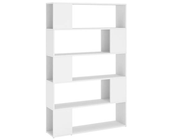 Bibliotecă/separator cameră, alb, 100x24x155 cm, pal, 2 image