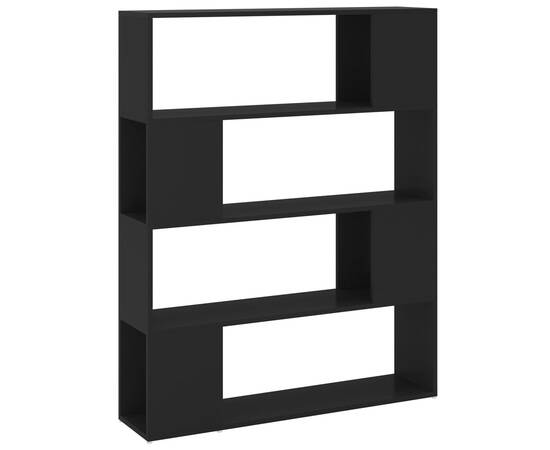 Bibliotecă/separator cameră, negru, 100x24x124 cm, 2 image