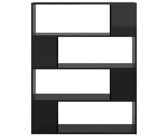 Bibliotecă/separator cameră, negru extralucios, 100x24x124 cm, 5 image