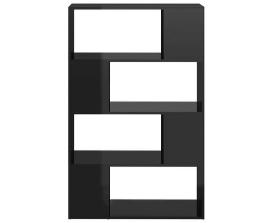 Bibliotecă/separator cameră, negru extralucios, 80x24x124,5 cm, 5 image