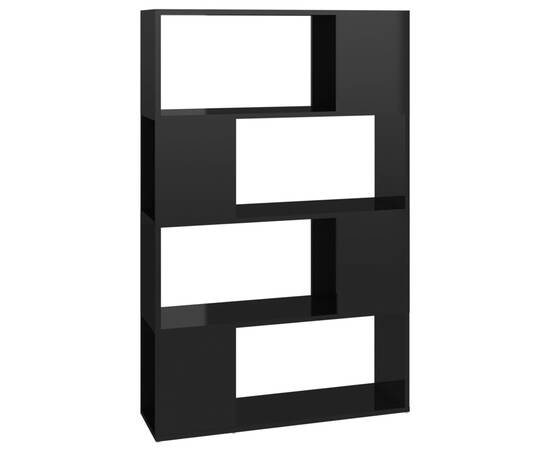 Bibliotecă/separator cameră, negru extralucios, 80x24x124,5 cm, 2 image