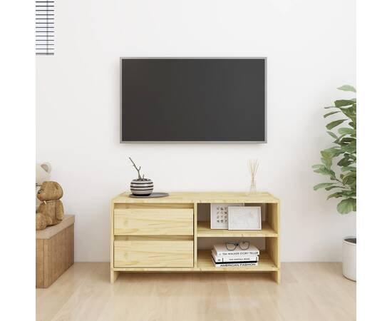 Comodă tv, 80x31x39 cm, lemn masiv de pin, 3 image