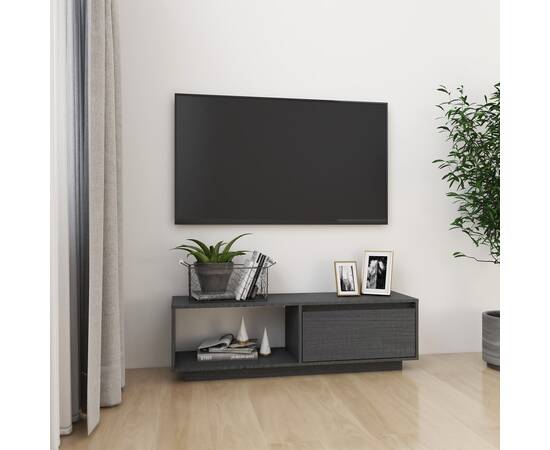 Comodă tv, gri, 110x30x33,5 cm, lemn masiv de pin