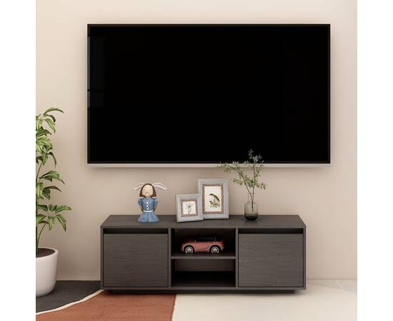 Comodă tv, gri, 110x30x40 cm, lemn masiv de pin