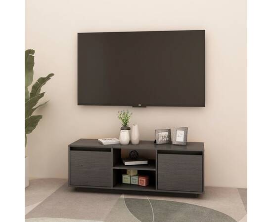 Comodă tv, gri, 110x30x40 cm, lemn masiv de pin, 3 image