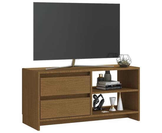 Comodă tv, maro miere, 80x31x39 cm, lemn masiv de pin, 4 image