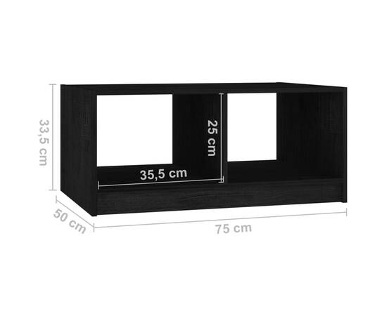 Măsuță de cafea, negru, 75x50x33,5 cm, lemn masiv de pin, 8 image