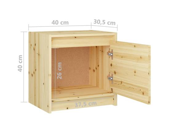Noptiere, 2 buc., 40x30,5x40 cm, lemn masiv de brad, 10 image