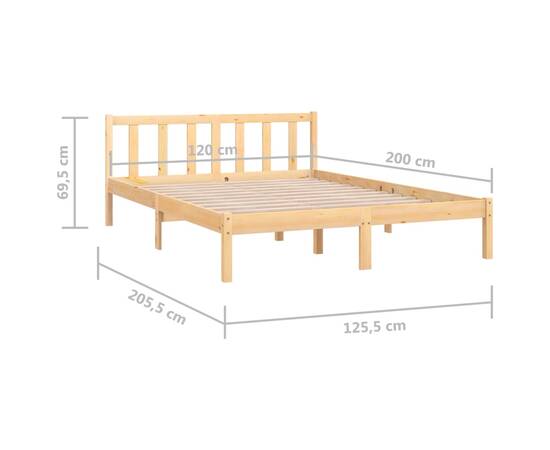 Cadru de pat, 120x200 cm, lemn masiv de pin, 9 image