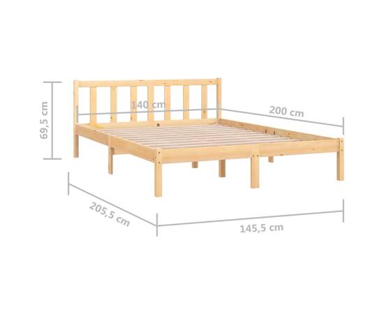 Cadru de pat, 140x200 cm, lemn de pin masiv, 9 image