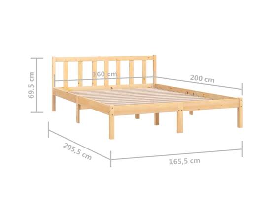 Cadru de pat, 160x200 cm, lemn de pin masiv, 9 image
