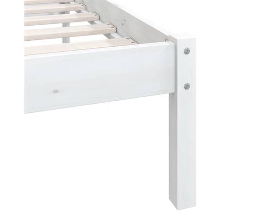 Cadru de pat, alb, 100x200 cm, lemn masiv de pin, 8 image