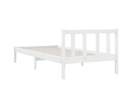 Cadru de pat, alb, 100x200 cm, lemn masiv de pin, 6 image