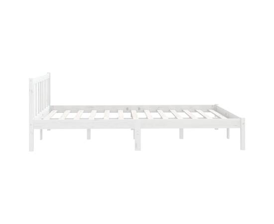 Cadru de pat, alb, 140x200 cm, lemn masiv de pin, 5 image