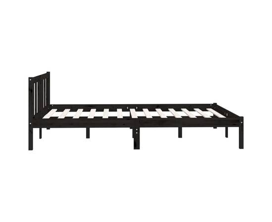 Cadru de pat, negru, 140x190 cm, lemn de pin masiv, 5 image