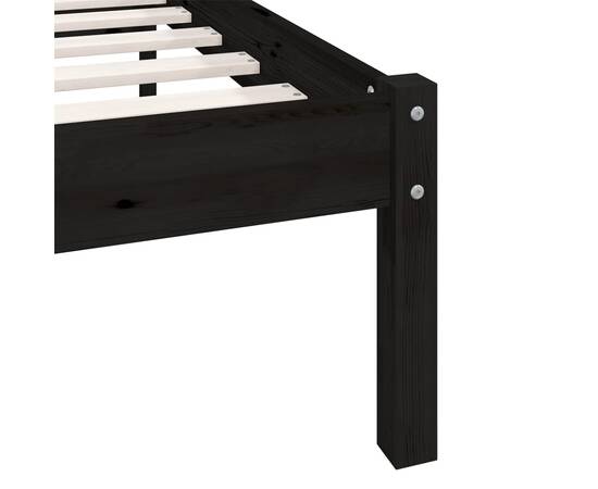 Cadru de pat, negru, 90x200 cm, lemn masiv de pin, 8 image