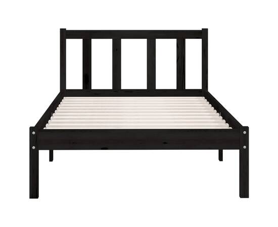 Cadru de pat uk single, negru, 90x190 cm, lemn masiv de pin, 4 image