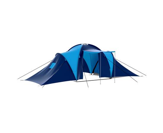 Cort camping textil, 9 persoane, albastru închis și albastru
