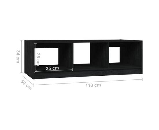 Măsuță de cafea, negru, 110x50x34 cm, lemn masiv de pin, 8 image