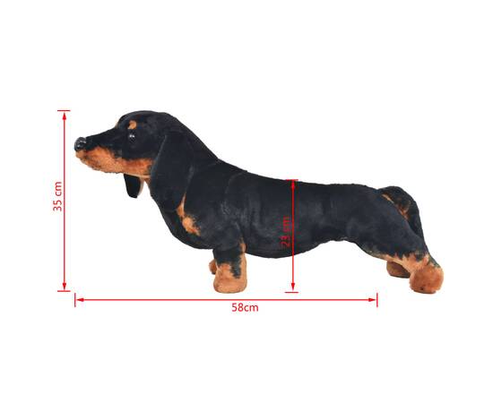 Câine din pluș de jucărie dachshund, negru, xxl, 5 image