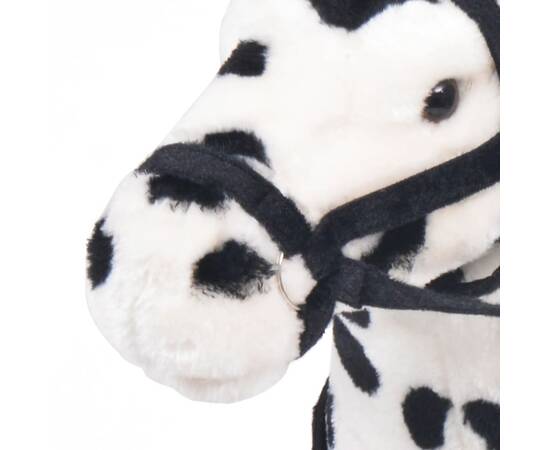 Cal de jucărie din pluș xxl, alb și negru, 3 image