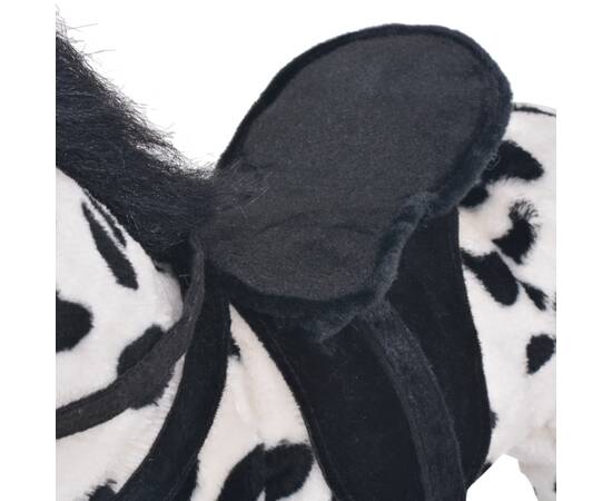 Cal de jucărie din pluș xxl, alb și negru, 5 image