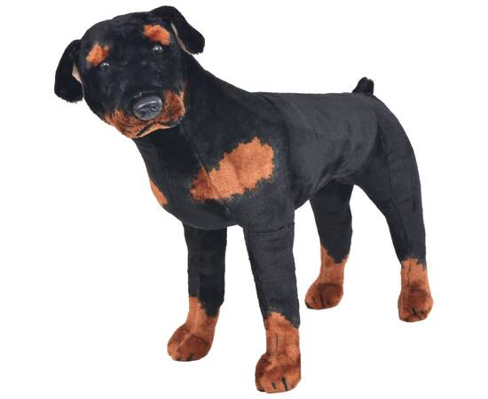 Jucărie de pluș câine rottweiler, negru și maro xxl