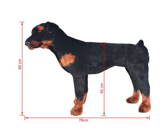 Jucărie de pluș câine rottweiler, negru și maro xxl, 5 image