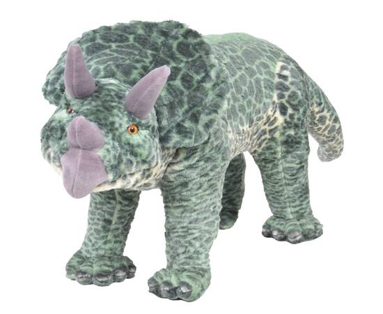 Jucărie de pluș verticală dinozaur triceratops, verde, xxl